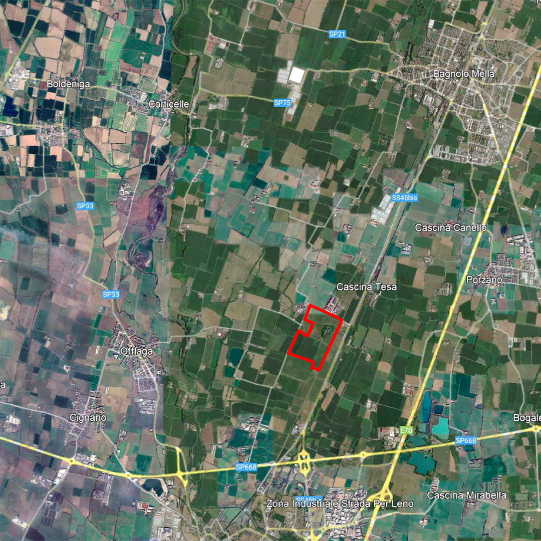 L’impianto verrà realizzato a nord-ovest del territorio comunale di Offlaga (BS), al confine con il Comune di Bagnolo Mella.